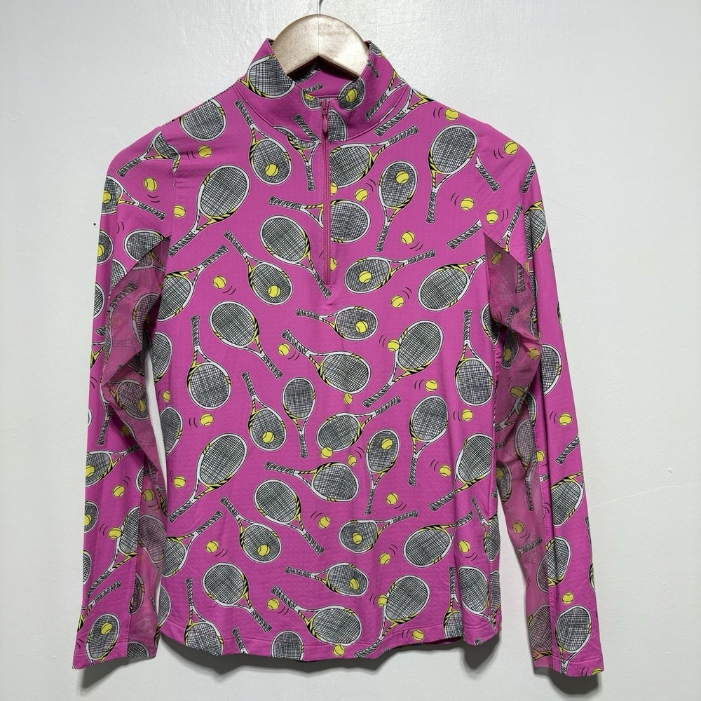 IBKUL Top Womens XS Bright Pink Tennis Pickleball Cooling Mesh Panel 1/4 Zip Top